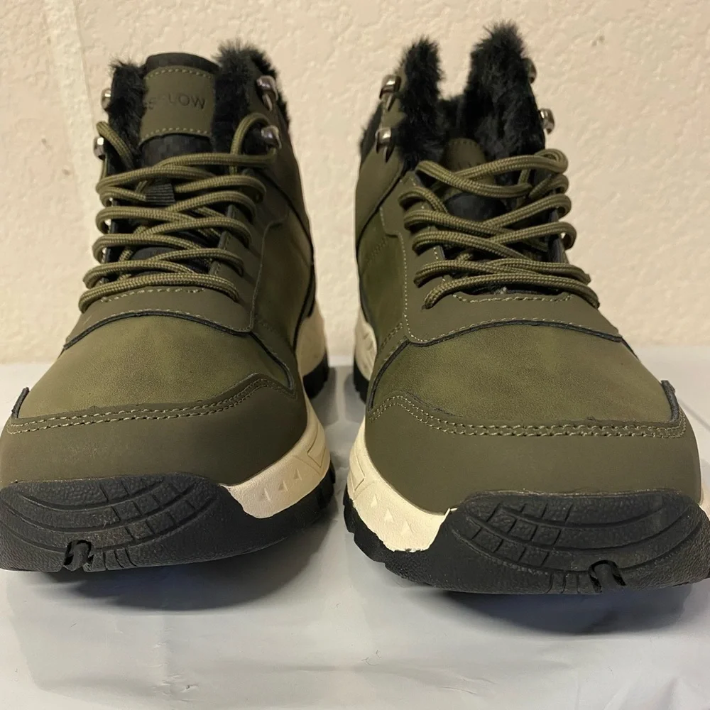 Men's Army Green Winter Snow High-Top Hiking Boots